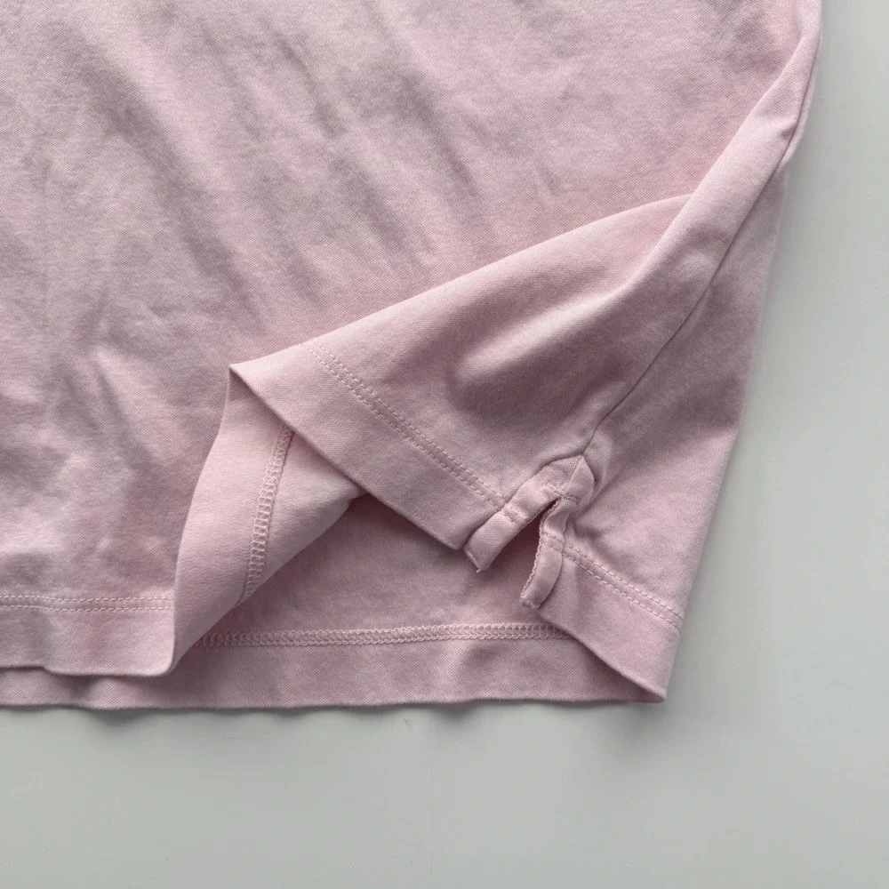 BANANA REPUBLIC Luxe Touch Pip Pink Oxford Polo Short Sleeve Shirt‎ Mens Medium